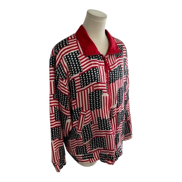 LAVON Vintage USA‎ Flag Windbreaker Jacket L 4th of July Parade Party Patriotic - Picture 2 of 8